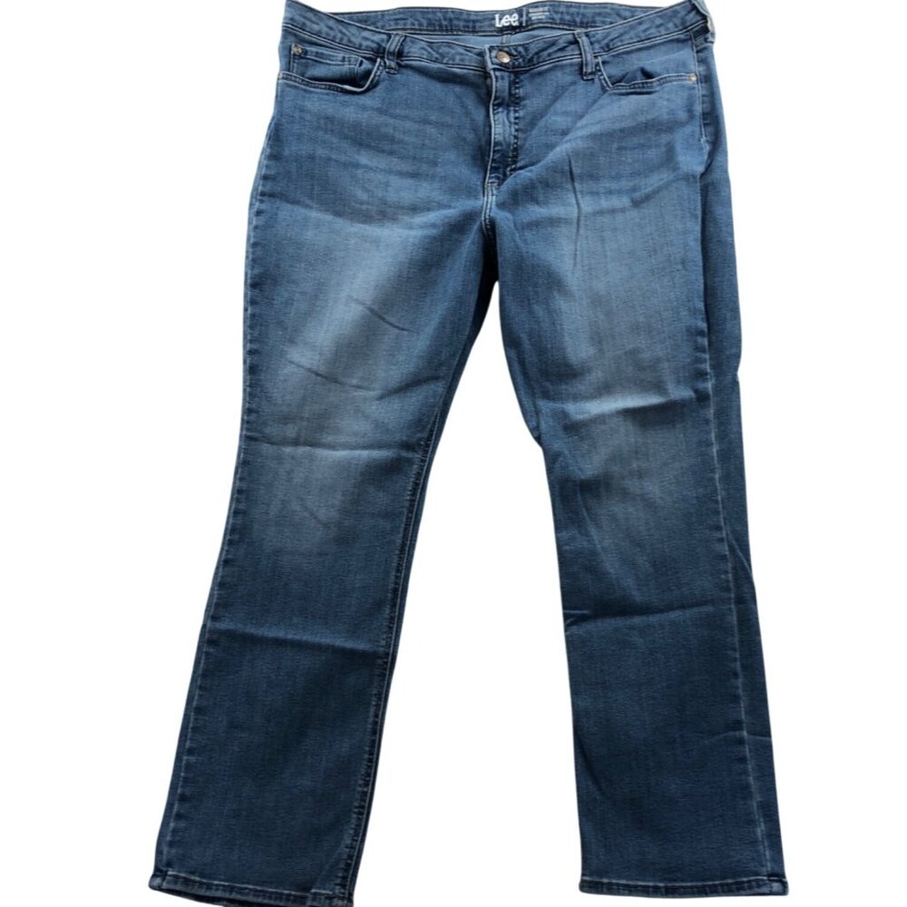Lee Womens Jeans Size 22M Blue Denim Regular Fit Straight Leg Mid Rise Classic